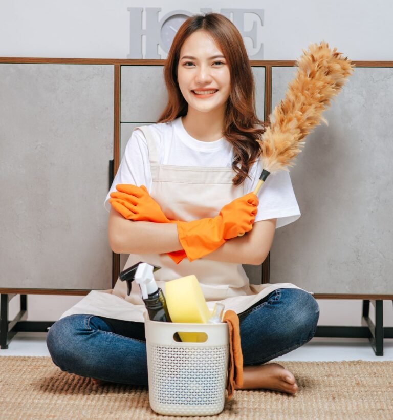 Housekeeper cleaning a home